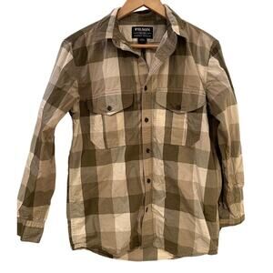 Filson‎ Tan Olive Khaki Check Cotton Button-Up Shirt XS Heritage Casual Workwear